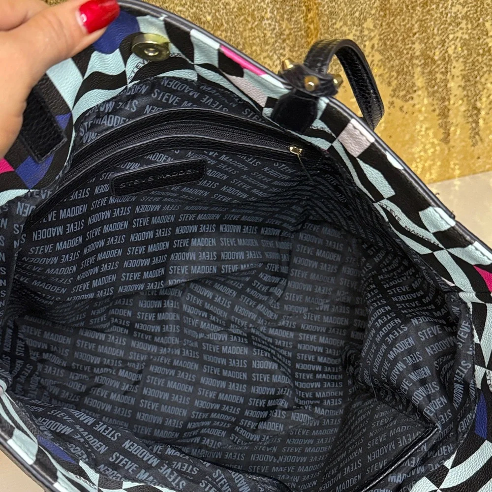 Steve Madden Black Tote with Gold Accents